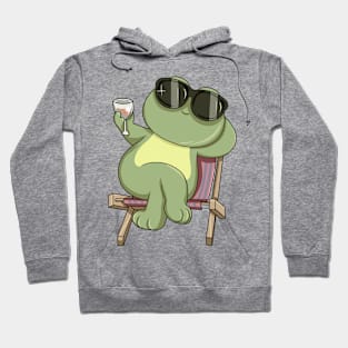 Frog with Sunglasses and Drink Hoodie